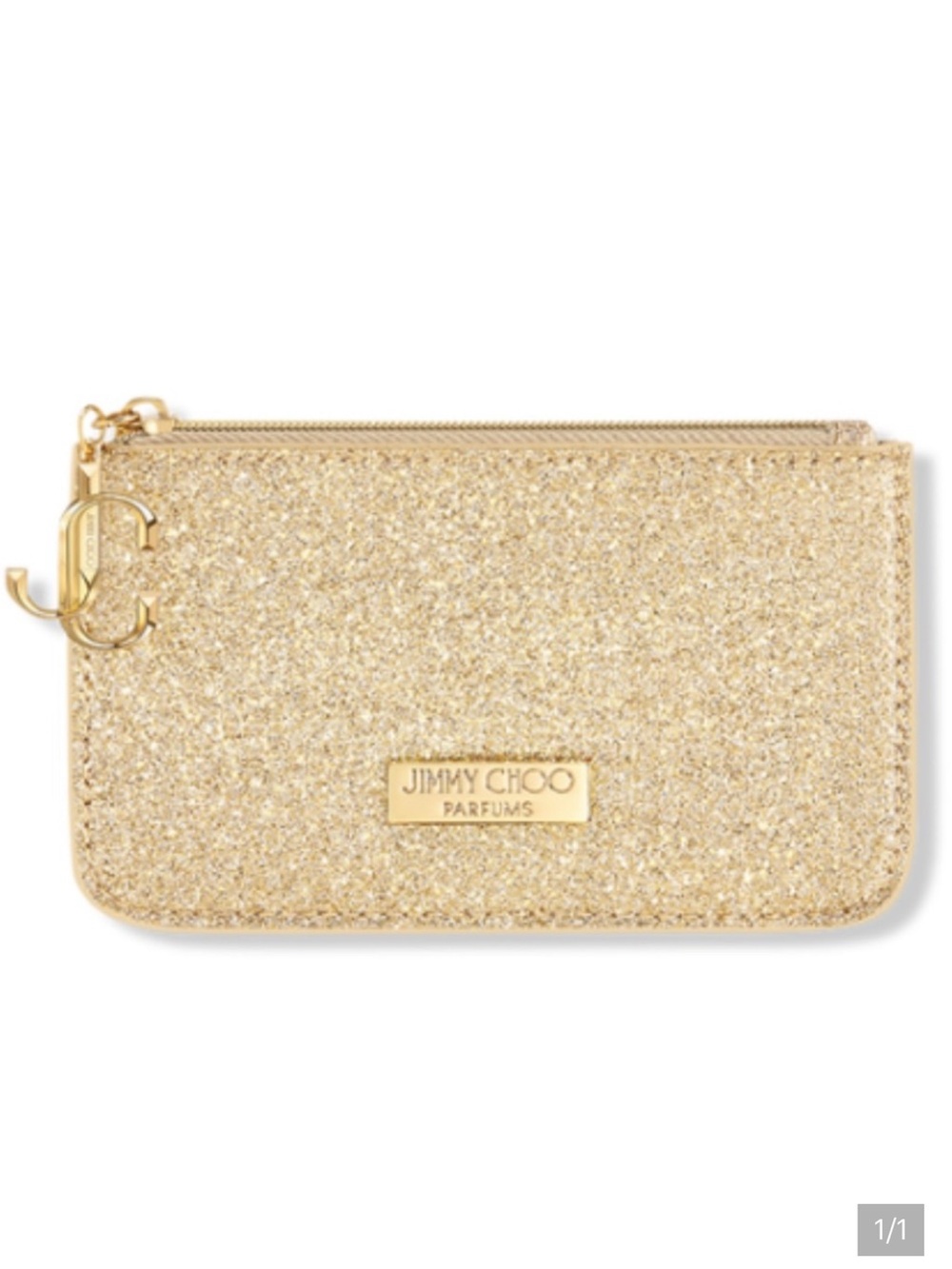 Jimmy Choo Gold Glitter Zip Coin Pouch